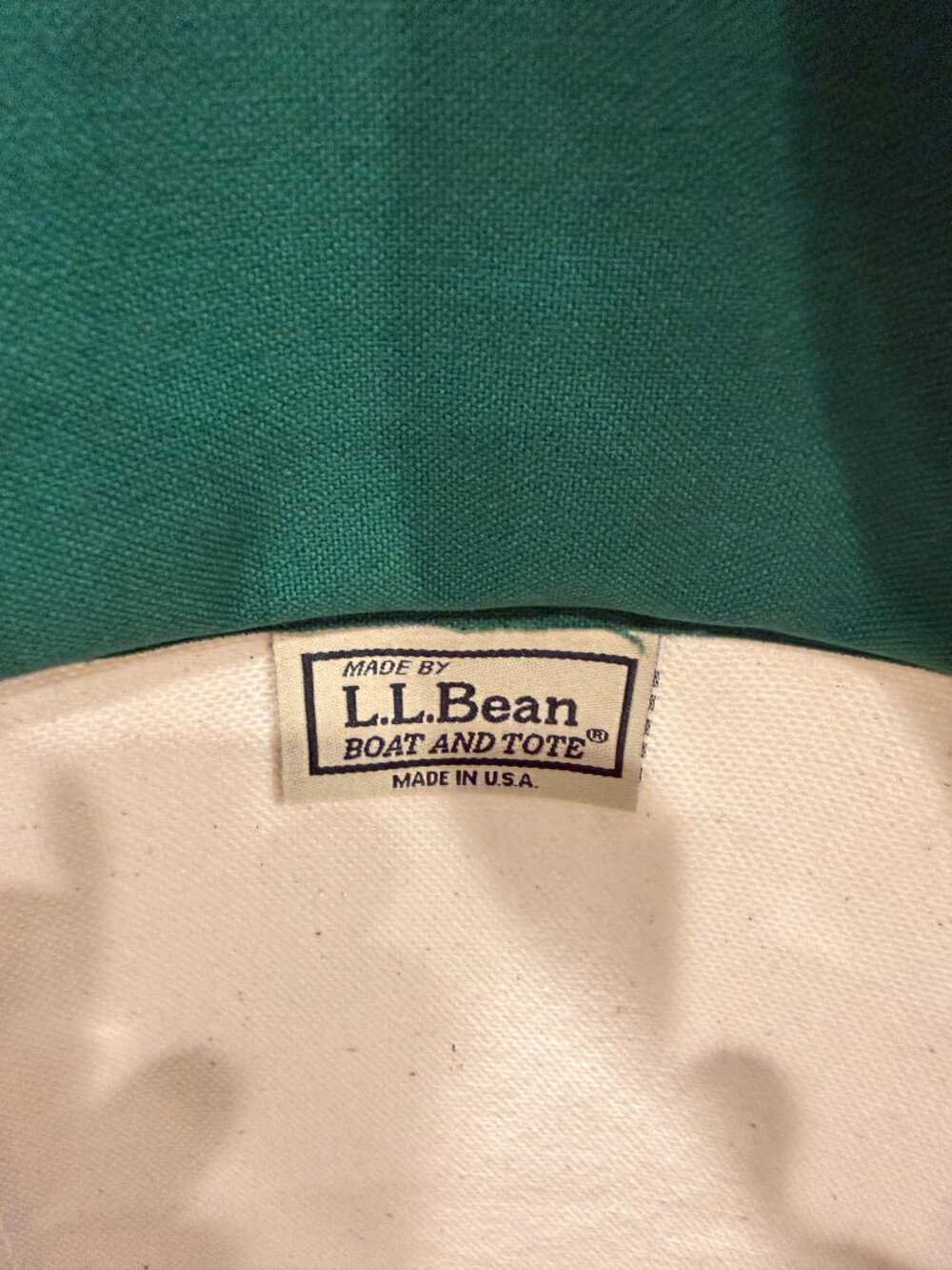 L.L. Bean Canvas Boat and Tote Bag – Green / Cream, Brand New - Picture 4 of 4
